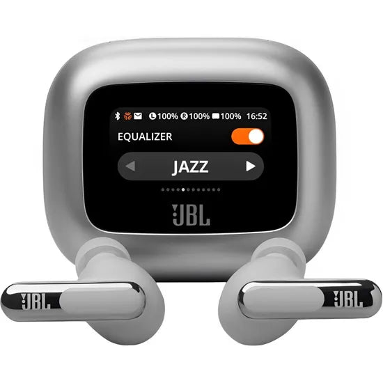 Fone de Ouvido Sem Fio, JBL, Live Beam 3, com Case Inteligente Touchscreen, Bluetooth 5.3, Cancelamento de Ruído Adaptativo - Original com Garantia