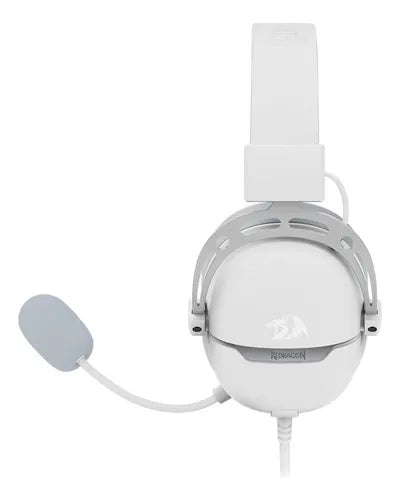 Headset Gamer com Fio, Redragon, Aurora H376WG, com Som Surround 7.1 e Iluminação RGB, Conexão USB - Branco, Original com Garantia