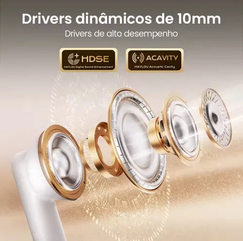 Fone de Ouvido Sem Fio TWS, Haylou, HQ5, com Cancelamento de Ruído (ANC -40dB), Bluetooth 6.0 e 4 Microfones - Original com Garantia