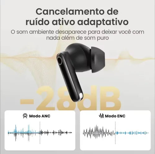 Fone de Ouvido Sem Fio TWS, Haylou, HQ5, com Cancelamento de Ruído (ANC -40dB), Bluetooth 6.0 e 4 Microfones - Original com Garantia