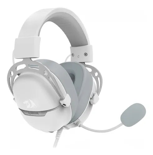 Headset Gamer com Fio, Redragon, Aurora H376WG, com Som Surround 7.1 e Iluminação RGB, Conexão USB - Branco, Original com Garantia