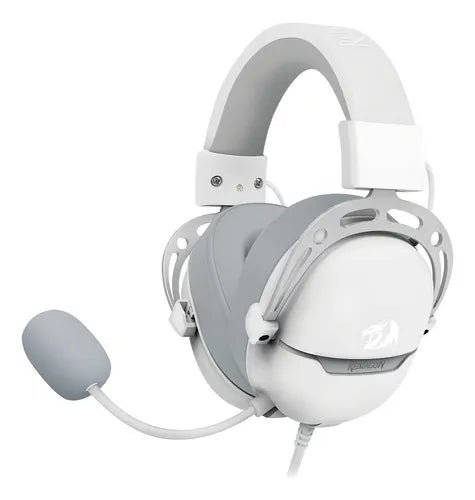 Headset Gamer com Fio, Redragon, Aurora H376WG, com Som Surround 7.1 e Iluminação RGB, Conexão USB - Branco, Original com Garantia